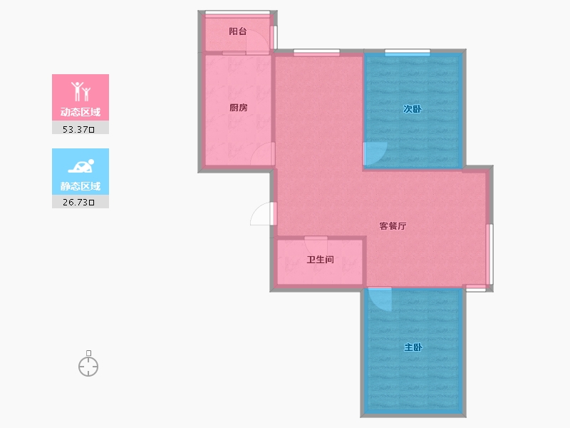 辽宁省-沈阳市-中冶溪湖芳庭文大路（B16,B15）号楼97m²-72.89-户型库-动静分区