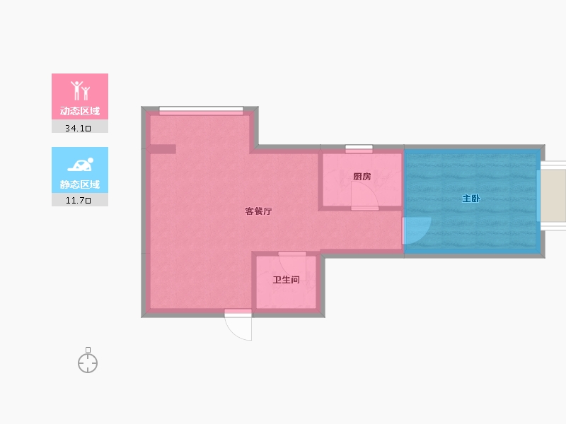 辽宁省-沈阳市-中冶溪湖芳庭文大路226-1号（A1号楼）58m²-40.87-户型库-动静分区