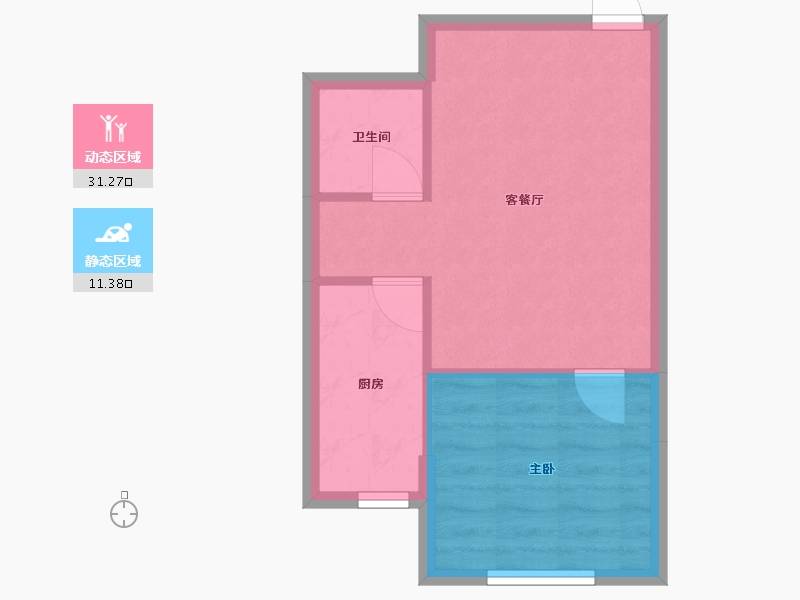 辽宁省-沈阳市-中冶溪湖芳庭文大路226-1号（A1号楼）54m²-38.37-户型库-动静分区