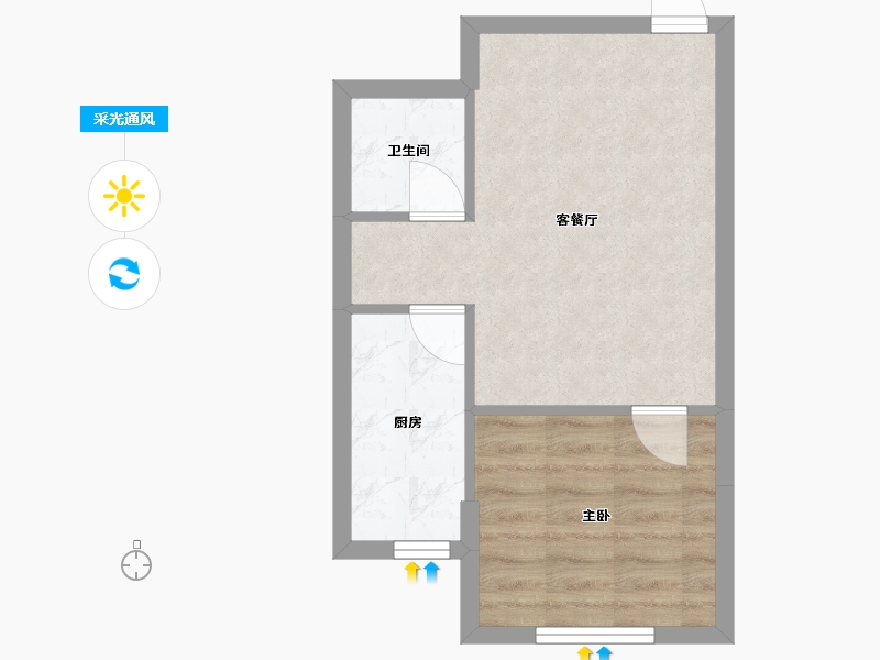 辽宁省-沈阳市-中冶溪湖芳庭文大路226-1号（A1号楼）54m²-38.37-户型库-采光通风