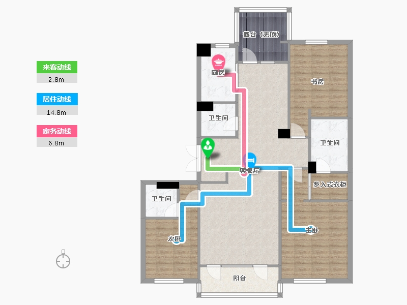 辽宁省-沈阳市-春天沈河府南堤东路1-6号（1）170m²-124.14-户型库-动静线