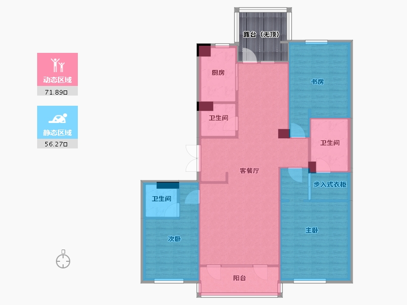 辽宁省-沈阳市-春天沈河府南堤东路1-6号（1）170m²-124.14-户型库-动静分区