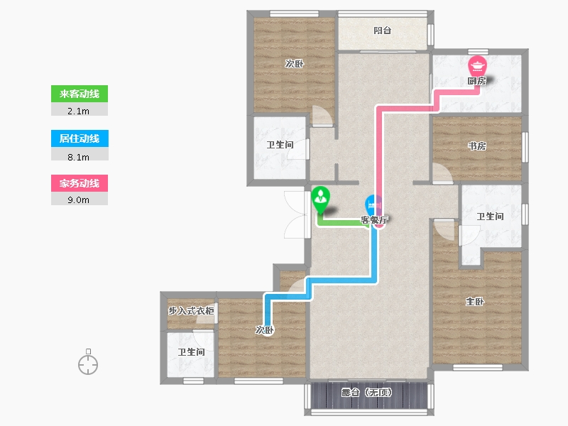 辽宁省-沈阳市-春天沈河府南堤东路1-6号（1）217m²-136.28-户型库-动静线