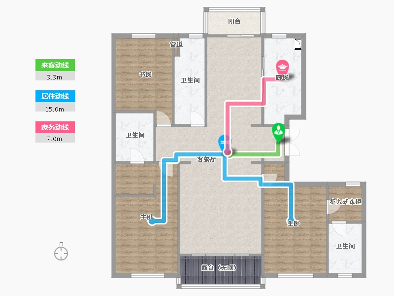 辽宁省-沈阳市-春天沈河府南堤东路1-6号（1）214m²-147.09-户型库-动静线