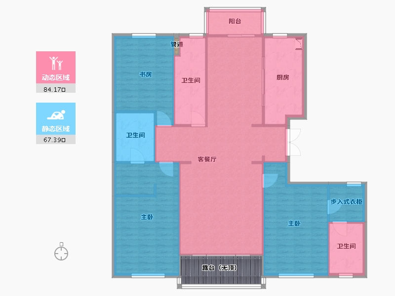 辽宁省-沈阳市-春天沈河府南堤东路1-6号（1）214m²-147.09-户型库-动静分区