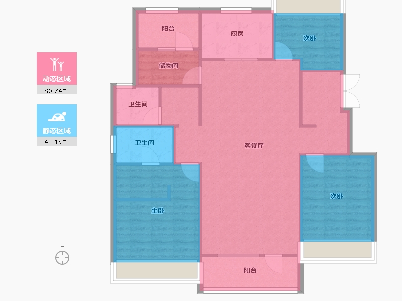 辽宁省-沈阳市-保利和光尘樾浑南中路（5,18,9,10）号楼135m²-112.51-户型库-动静分区