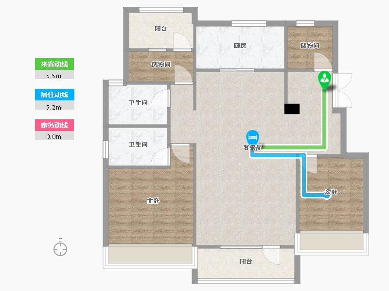 辽宁省-沈阳市-保利和光尘樾浑南中路(9,10,12,17)号楼120m²-99.47-户型库-动静线