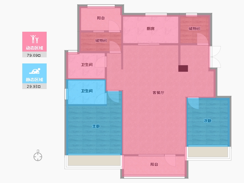 辽宁省-沈阳市-保利和光尘樾浑南中路(9,10,12,17)号楼120m²-99.47-户型库-动静分区