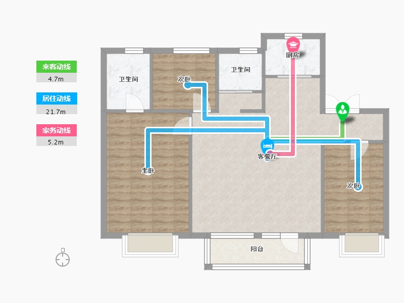 辽宁省-沈阳市-碧桂园公园印象创新路（8,9,4,6）号楼129m²-92.46-户型库-动静线