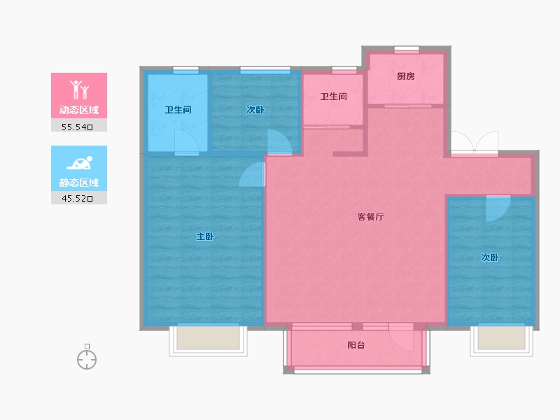 辽宁省-沈阳市-碧桂园公园印象创新路（8,9,4,6）号楼129m²-92.46-户型库-动静分区