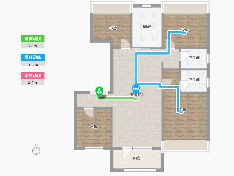 辽宁省-沈阳市-碧桂园公园印象创新路33-2号（2号楼）130m²-103.56-户型库-动静线