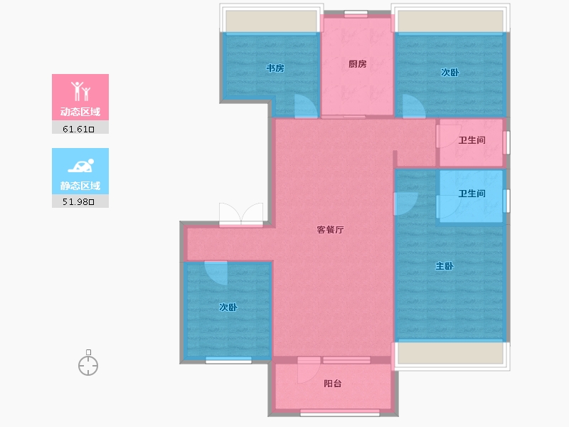 辽宁省-沈阳市-碧桂园公园印象创新路33-2号（2号楼）130m²-103.56-户型库-动静分区