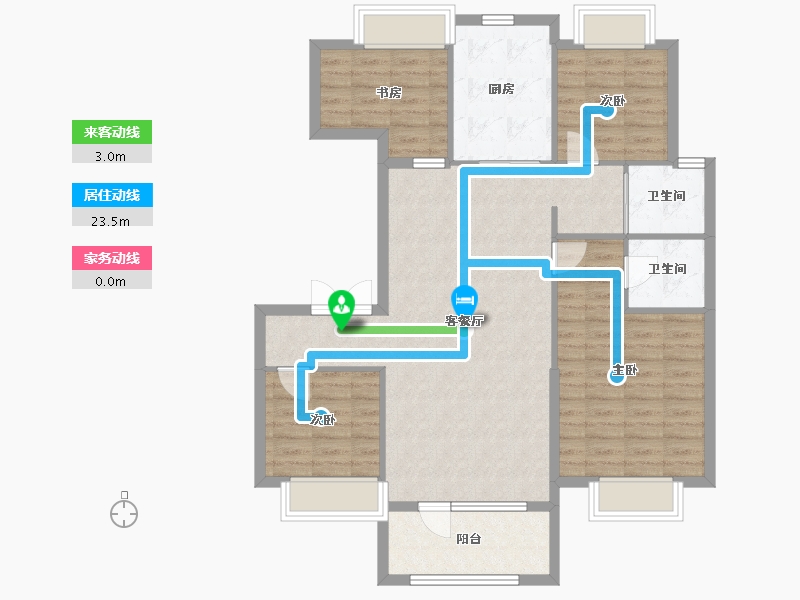 辽宁省-沈阳市-碧桂园公园印象创新路33-2号（2号楼）135m²-100.63-户型库-动静线