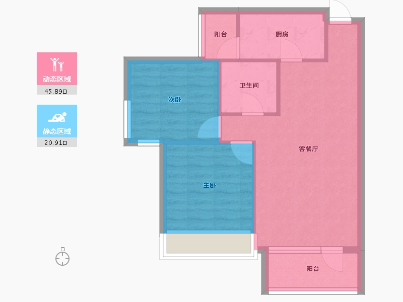 辽宁省-沈阳市-伯爵源筑新优街（15,16)号楼86m²-60.03-户型库-动静分区