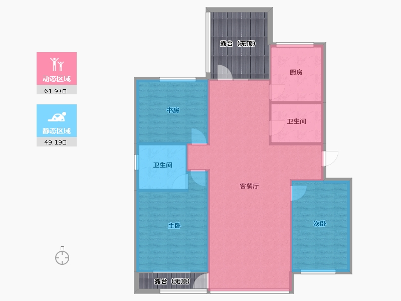 辽宁省-沈阳市-城建逸品假日双园路（49,52）号楼126m²-116.29-户型库-动静分区