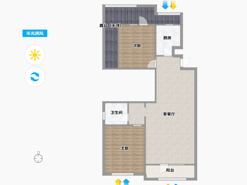 辽宁省-沈阳市-城建逸品假日双园路（50,51）号楼110m²-105.36-户型库-采光通风