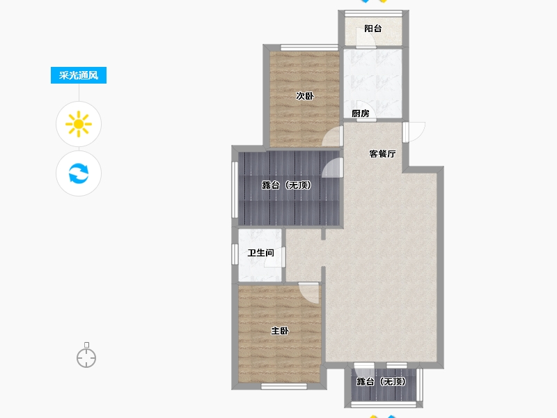 辽宁省-沈阳市-城建逸品假日双园路（32,36,40,45）号楼86m²-86.88-户型库-采光通风