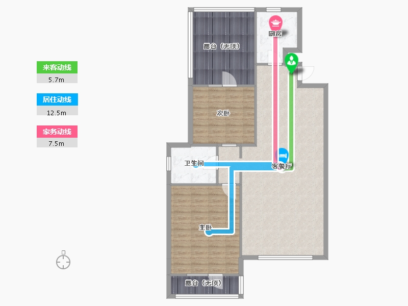 辽宁省-沈阳市-城建逸品假日双园路（50,51）号楼106m²-103.43-户型库-动静线