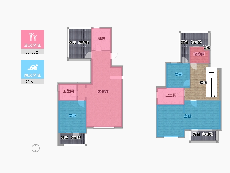 辽宁省-沈阳市-城建逸品假日双园路（33,35,37）号楼157m²-147.88-户型库-动静分区