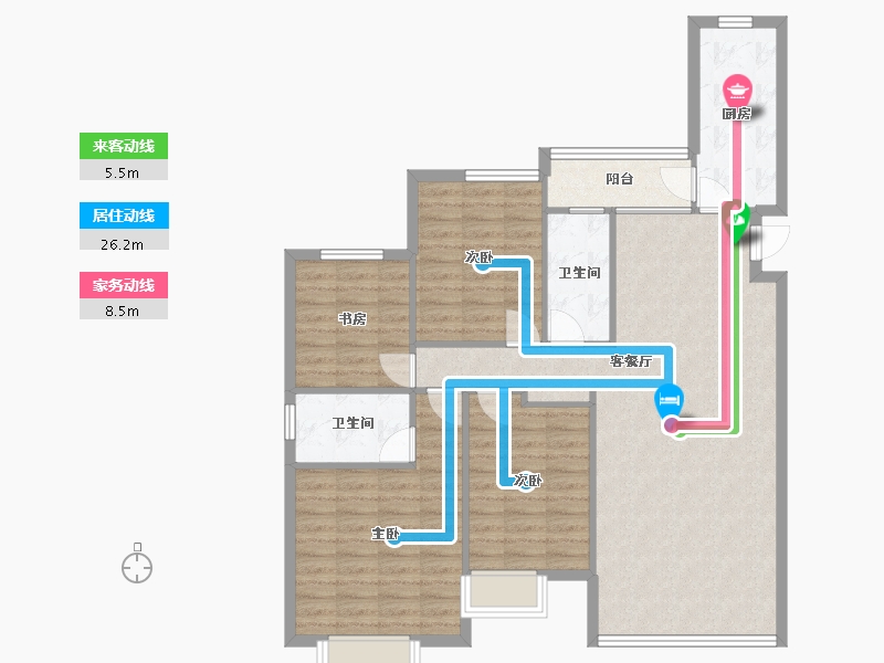 辽宁省-沈阳市-恒大滨江左岸浑南中路(30,32,24)号楼145m²-106.91-户型库-动静线