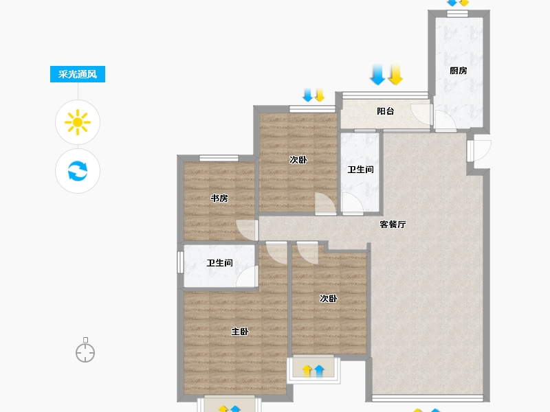 辽宁省-沈阳市-恒大滨江左岸浑南中路(30,32,24)号楼145m²-106.91-户型库-采光通风