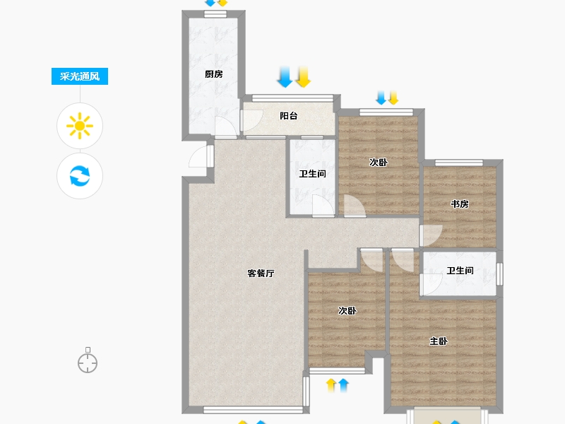 辽宁省-沈阳市-恒大滨江左岸浑南中路50甲-19号144m²-106.19-户型库-采光通风