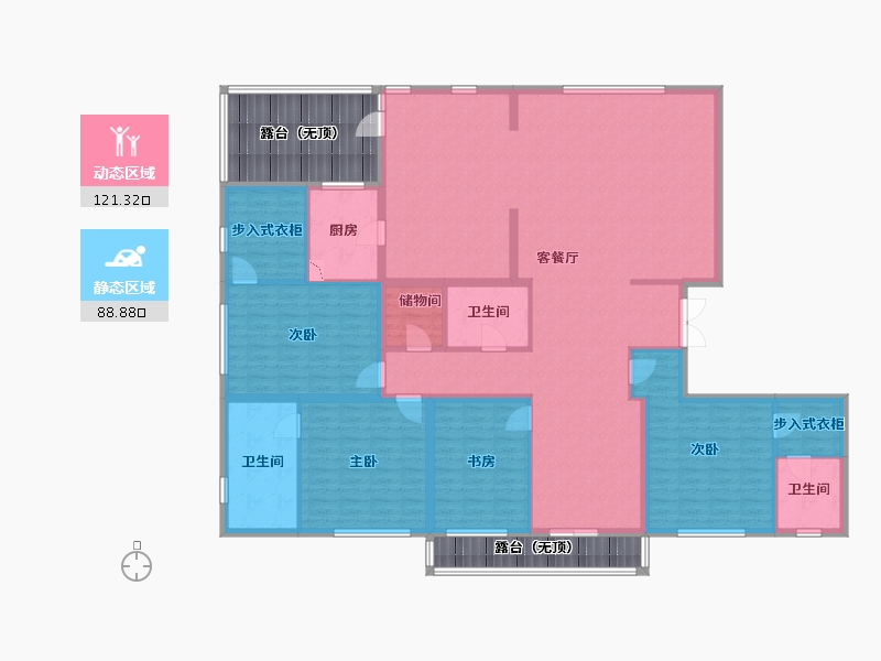 辽宁省-沈阳市-春天沈河府南堤东路1-6号（1）321m²-211.33-户型库-动静分区