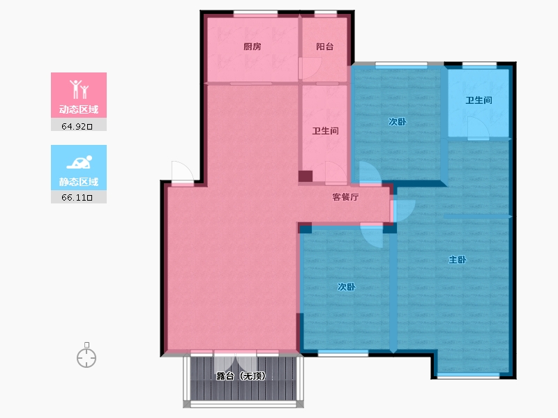 辽宁省-沈阳市-富邦壹品天城莫子山路（C3,C1,C2)号楼146m²-124.35-户型库-动静分区