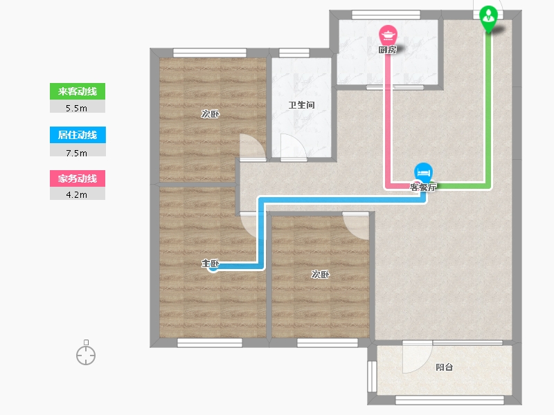 辽宁省-沈阳市-富禹依云澜汇沈本一街（6,5）号楼106m²-75.35-户型库-动静线