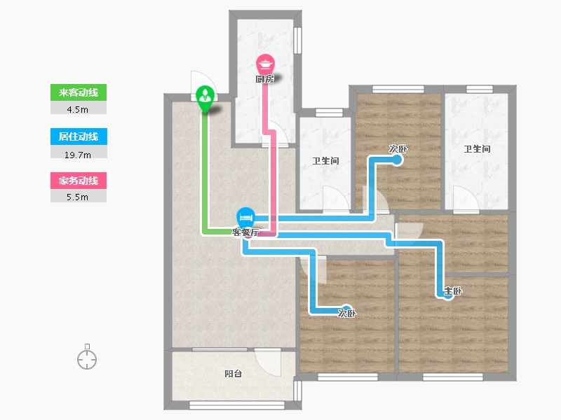 辽宁省-沈阳市-富禹依云澜汇沈本一街（2,3）号楼119m²-84.25-户型库-动静线