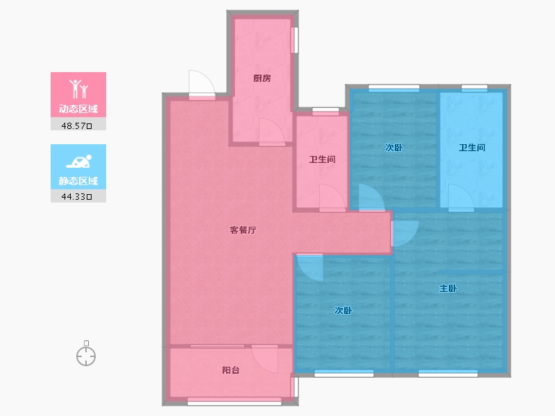 辽宁省-沈阳市-富禹依云澜汇沈本一街（2,3）号楼119m²-84.25-户型库-动静分区