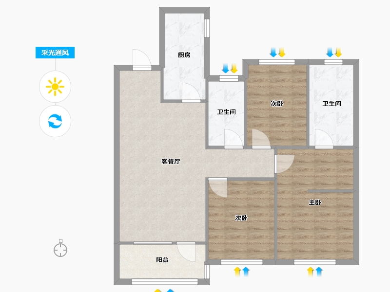 辽宁省-沈阳市-富禹依云澜汇沈本一街（2,3）号楼119m²-84.25-户型库-采光通风