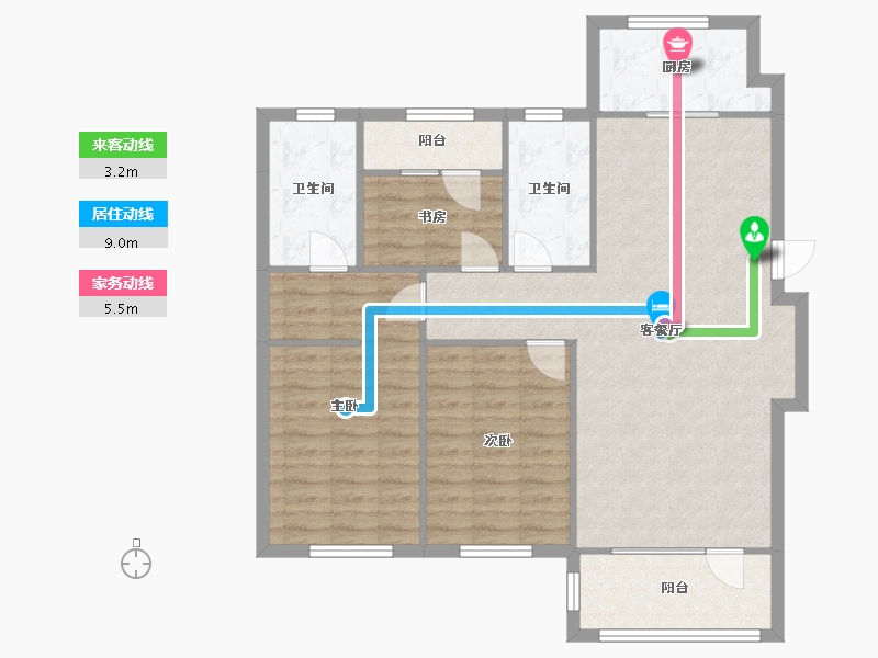 辽宁省-沈阳市-富禹依云澜汇沈本一街9-7号楼（7号楼）126m²-100.97-户型库-动静线