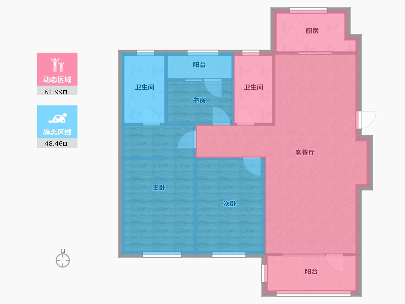 辽宁省-沈阳市-富禹依云澜汇沈本一街9-7号楼（7号楼）126m²-100.97-户型库-动静分区