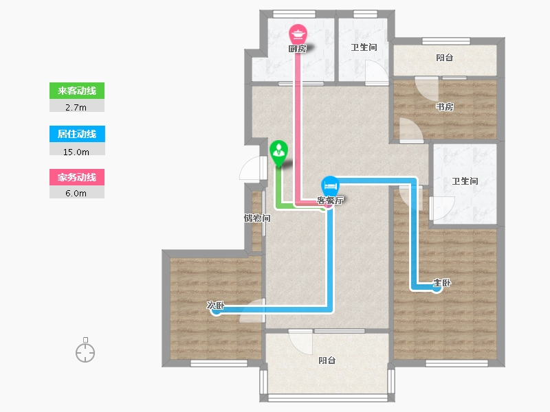 辽宁省-沈阳市-富禹依云澜汇沈本一街9-7号楼（7号楼）119m²-96.26-户型库-动静线