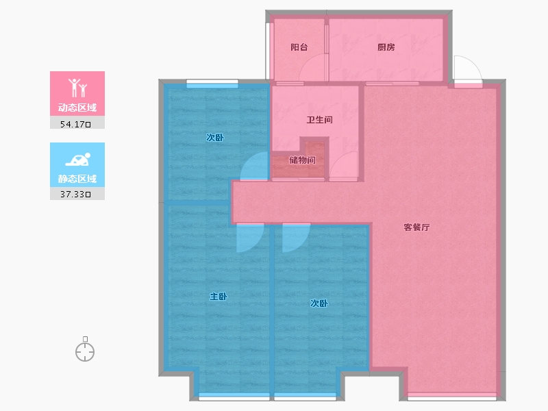 辽宁省-沈阳市-恒大滨江左岸浑南区浑南中路（33号楼）115m²-83.51-户型库-动静分区