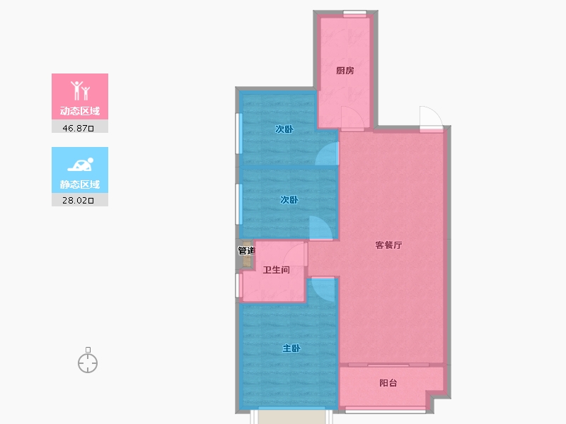 辽宁省-沈阳市-恒大滨江左岸浑南区浑南中路（35号楼）100m²-68.37-户型库-动静分区