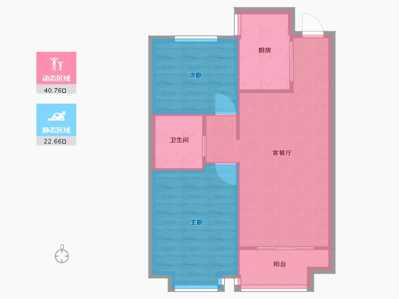 辽宁省-沈阳市-恒大滨江左岸浑南区浑南中路（26号楼）87m²-57.46-户型库-动静分区