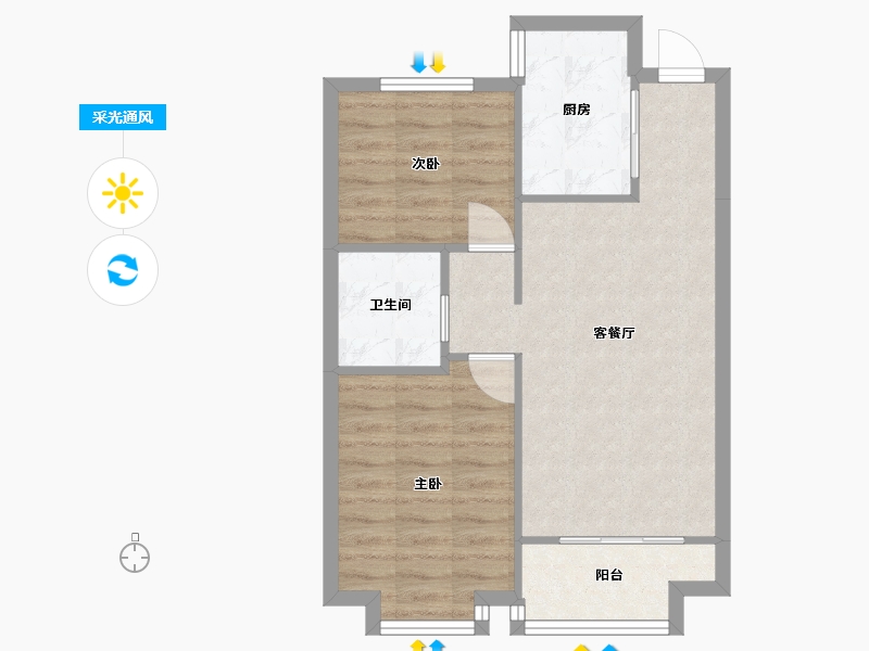 辽宁省-沈阳市-恒大滨江左岸浑南区浑南中路（26号楼）87m²-57.46-户型库-采光通风