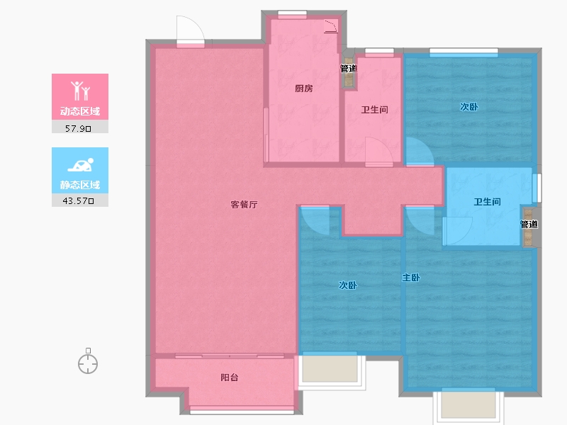 辽宁省-沈阳市-恒大滨江左岸浑南中路50甲-28号127m²-93.17-户型库-动静分区