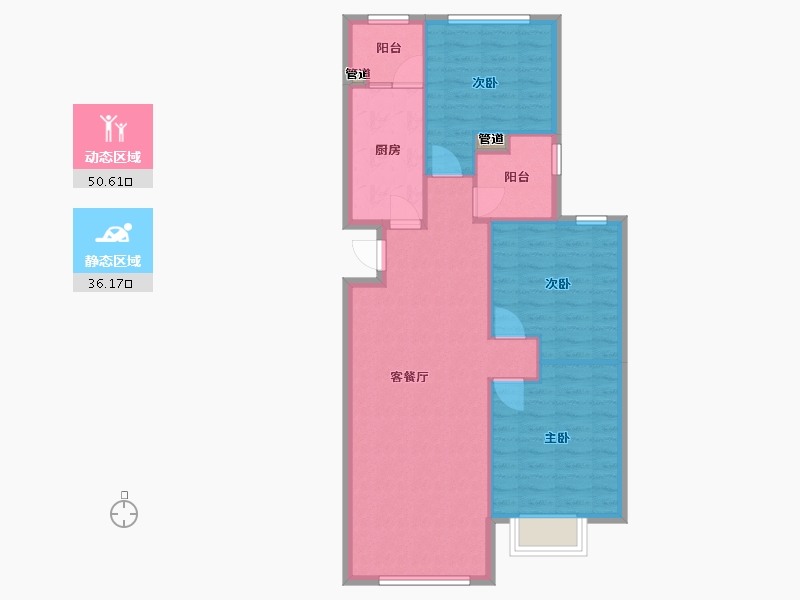 辽宁省-沈阳市-恒大滨江左岸浑南区浑南中路（33号楼）111m²-79.26-户型库-动静分区