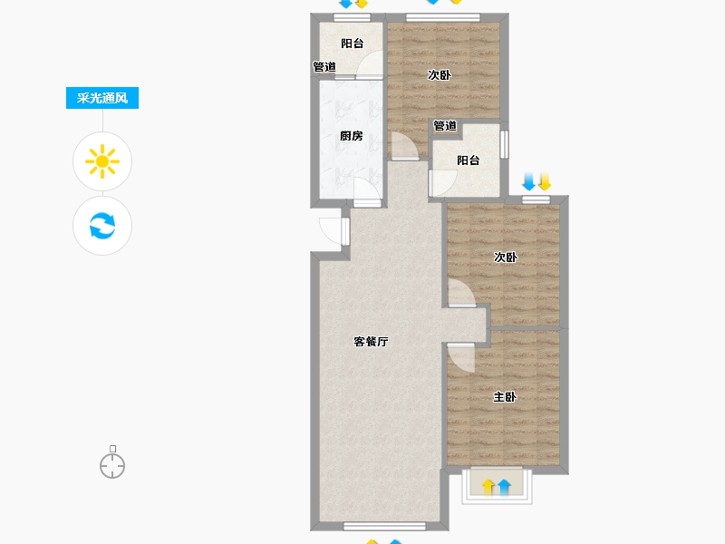 辽宁省-沈阳市-恒大滨江左岸浑南区浑南中路（33号楼）111m²-79.26-户型库-采光通风