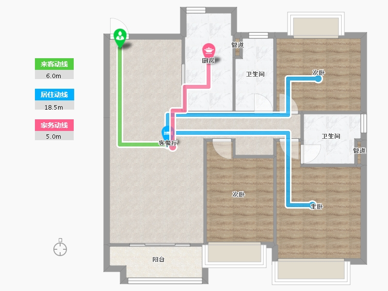 辽宁省-沈阳市-恒大滨江左岸浑南区浑南中路（35号楼）132m²-94.57-户型库-动静线