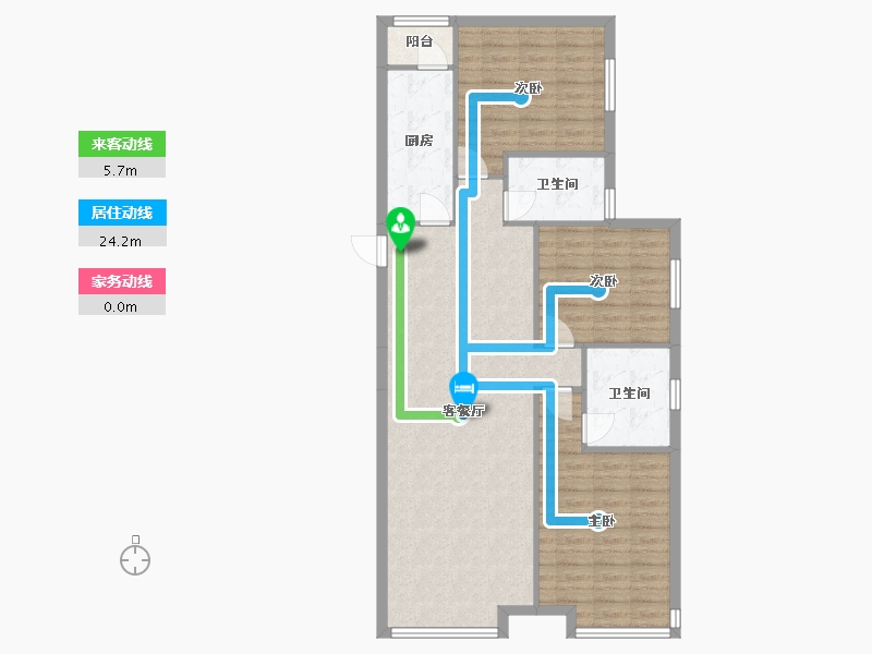 辽宁省-沈阳市-恒大滨江左岸浑南区浑南中路（25号楼）125m²-101.48-户型库-动静线