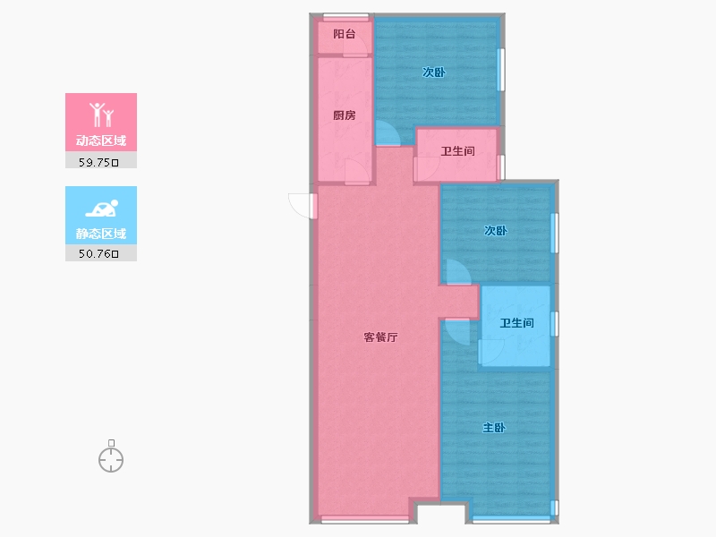 辽宁省-沈阳市-恒大滨江左岸浑南区浑南中路（25号楼）125m²-101.48-户型库-动静分区