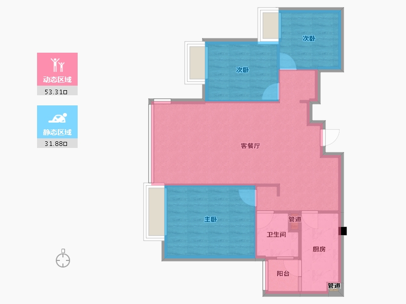 辽宁省-沈阳市-恒大滨江左岸浑南区浑南中路（27号楼）112m²-77.40-户型库-动静分区