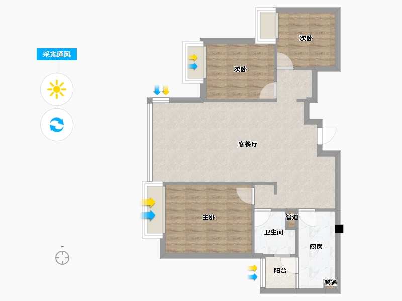 辽宁省-沈阳市-恒大滨江左岸浑南区浑南中路（27号楼）112m²-77.40-户型库-采光通风