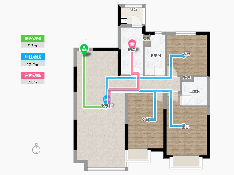 辽宁省-沈阳市-恒大滨江左岸浑南中路（29,19,20）号楼132m²-90.87-户型库-动静线