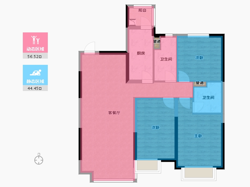 辽宁省-沈阳市-恒大滨江左岸浑南中路（29,19,20）号楼132m²-90.87-户型库-动静分区