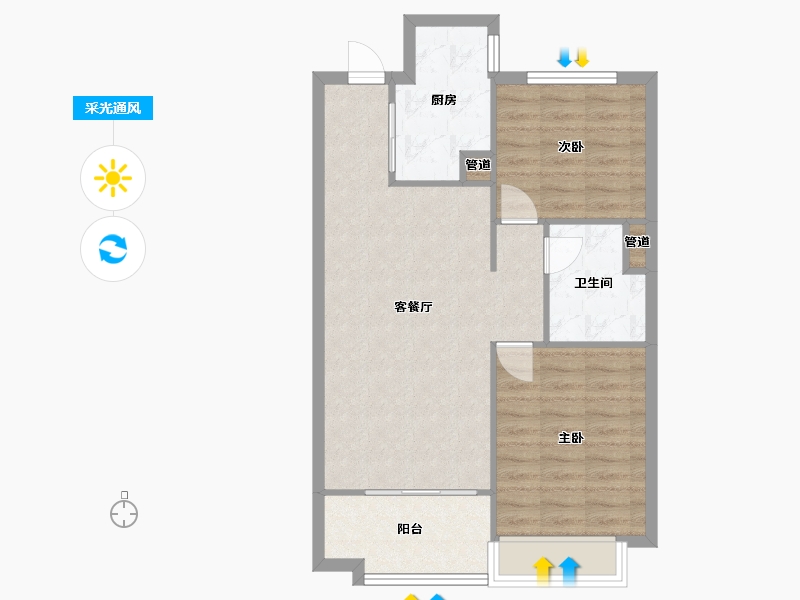 辽宁省-沈阳市-恒大滨江左岸浑南中路(29,21,28)号楼85m²-68.00-户型库-采光通风